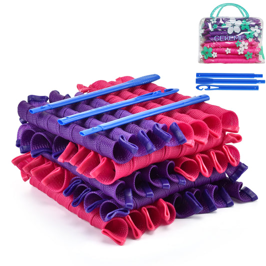 40pcs Heatless Spiral Hair Rollers with Styling Hooks 22inch/55cm