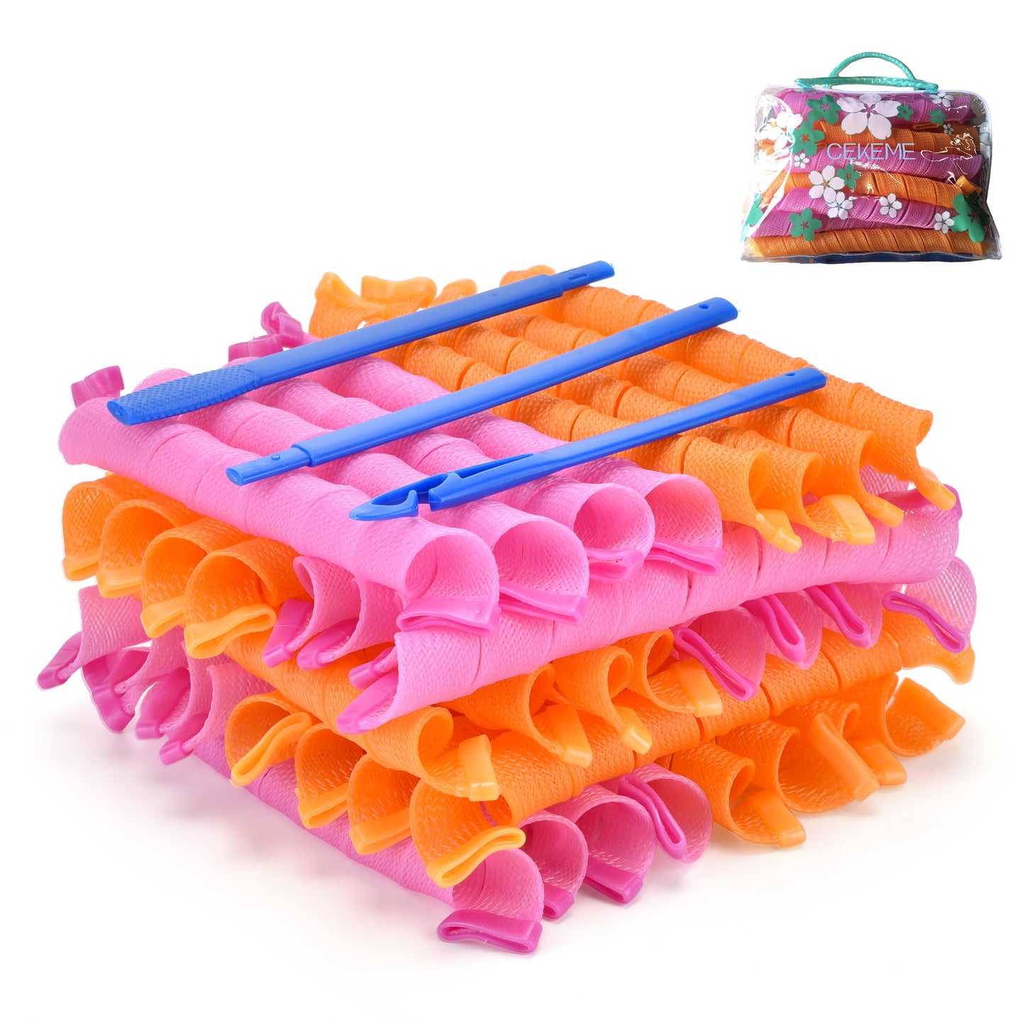 40pcs Heatless Spiral Hair Curlers for Long Hair 22inch 55cm